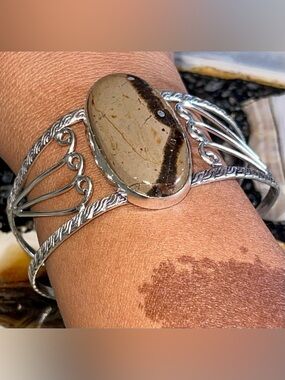 Septarian Nodule Cuff Bracelet- Adjustable